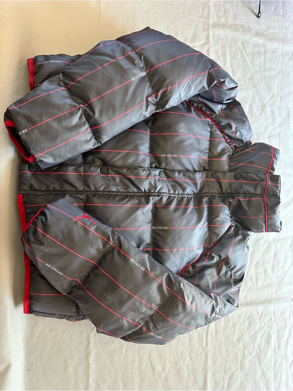 Dope! Jordan Black Puffer Jacket with Red Pinstripe Accents, rare one off! - Picture 2 of 9